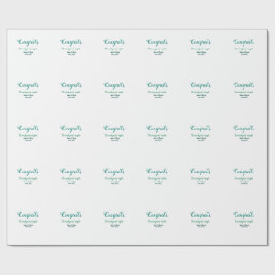 Papel De Regalo Felicidades pareja de boda azul verde nombre año a