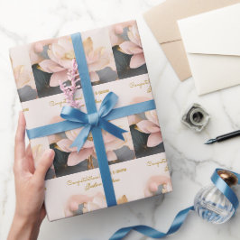Papel De Regalo ¡Felicidades por la boda personalizada con flor de