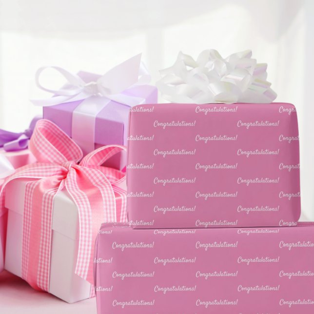 Papel De Regalo Felicidades rosa blanco  (Subido por el creador)