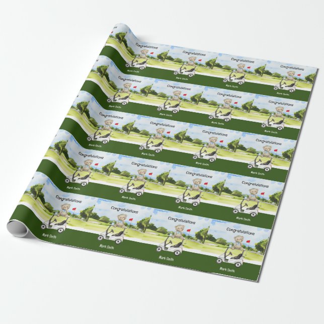 Papel De Regalo Felicitaciones al bebé de golf (Desenrollado)
