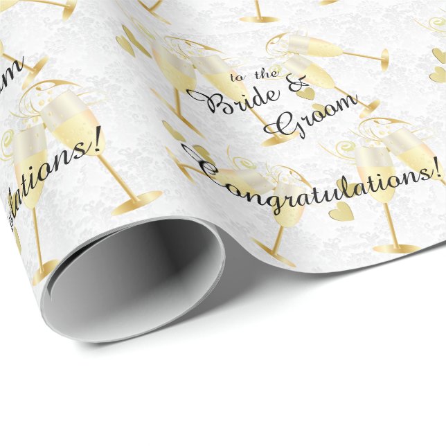 Papel De Regalo Felicitaciones al Boda Novia y Groom (Esquina del rollo)