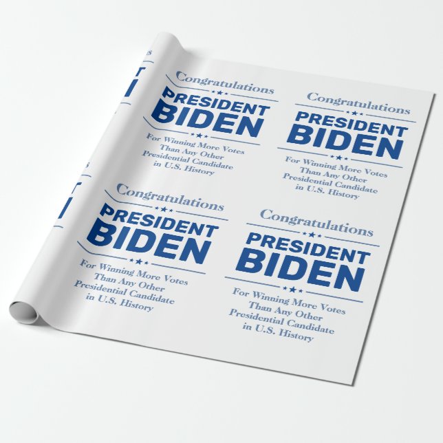 Papel De Regalo Felicitaciones al presidente Biden, candidato más  (Desenrollado)