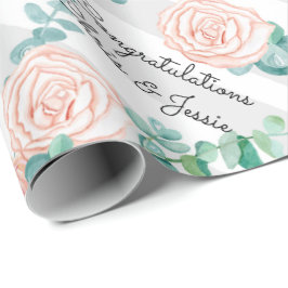 Papel De Regalo Felicitaciones al Rosa de país boda - Agregar nomb