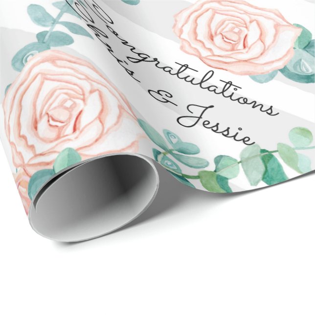 Papel De Regalo Felicitaciones al Rosa de país boda - Agregar nomb (Esquina del rollo)