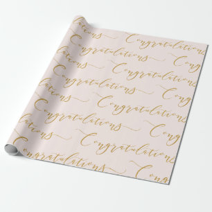 Papel De Regalo Felicitaciones con Letra Moderna Rosa y Dorada