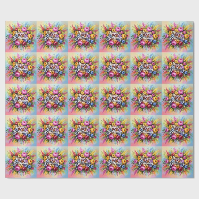Papel De Regalo Felicitaciones de Cumpleaños (Superficie plana)