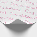 Papel De Regalo Felicitaciones Escritura Rosa Despedida de Soltera<br><div class="desc">¡Felicidades!  Hermoso papel rosa para una boda,  despedida de soltera,  baby shower,  promoción,  nuevo bebé,  etc. Simple y dulce.</div>