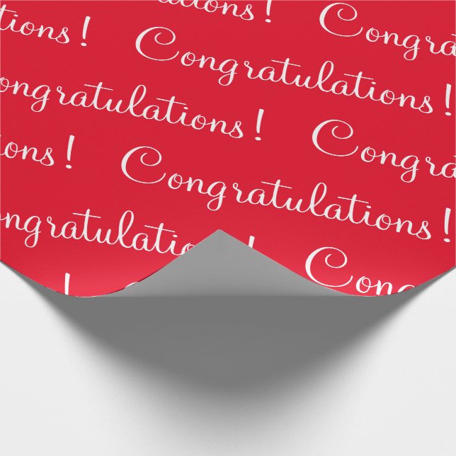 Papel De Regalo Felicitaciones Graduación Roja de Guión Blanco  (Esquina)