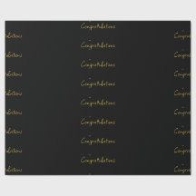 Papel de Regalo Felicitaciones Negro y Dorado