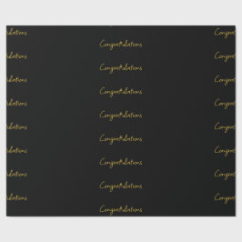 Papel de Regalo Felicitaciones Negro y Dorado