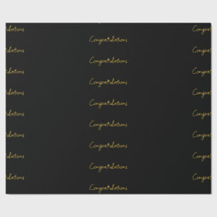 Papel de Regalo Felicitaciones Negro y Dorado