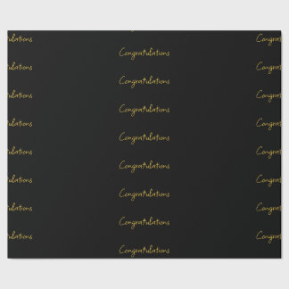 Papel de Regalo Felicitaciones Negro y Dorado