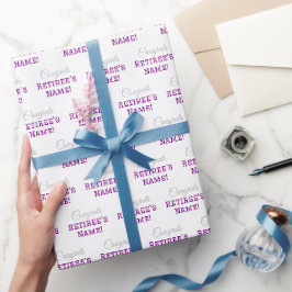 Papel De Regalo ¡Felicitaciones personalizadas Retiree! Blanco mor