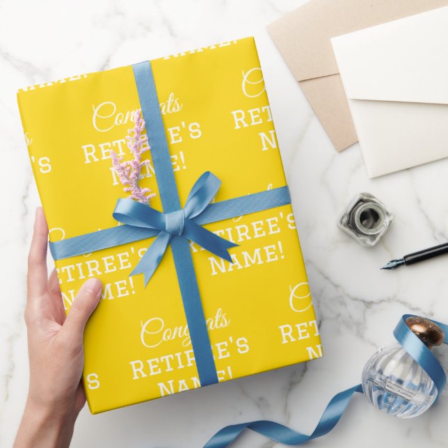 Papel De Regalo ¡Felicitaciones personalizadas Retiree! Blanco sob (Regalar)