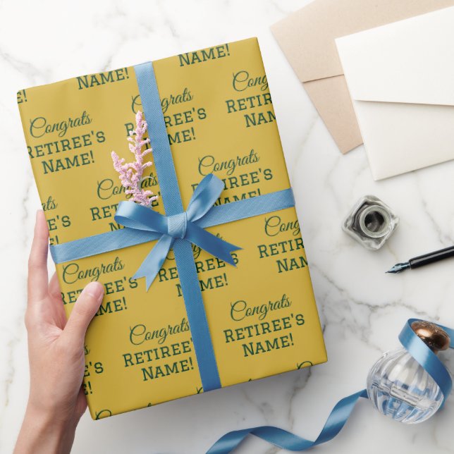Papel De Regalo ¡Felicitaciones personalizadas Retiree! Verde sobr (Regalar)