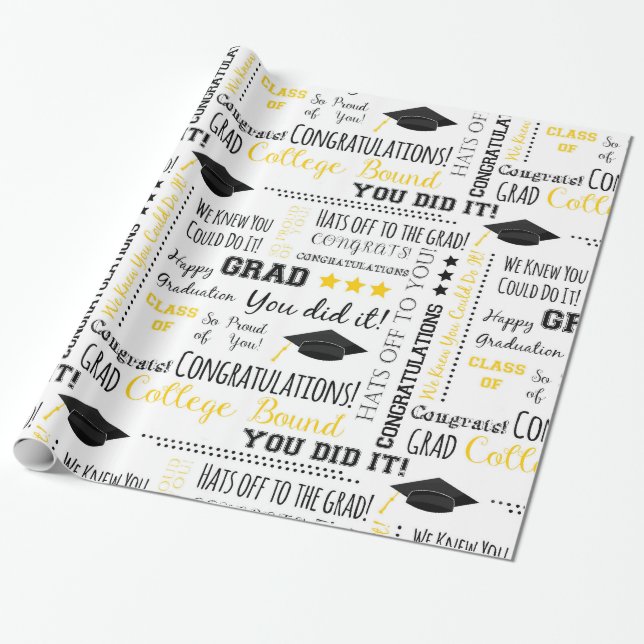 Papel De Regalo Felicitaciones por graduación escolar (Desenrollado)