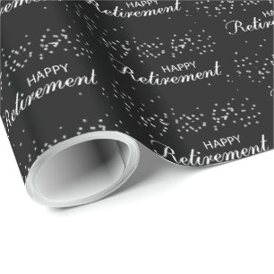 Papel De Regalo Felicitaciones por retiro negro con chispa de plat