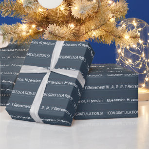 Papel De Regalo Felicitaciones por retiro personalizado azul oscur