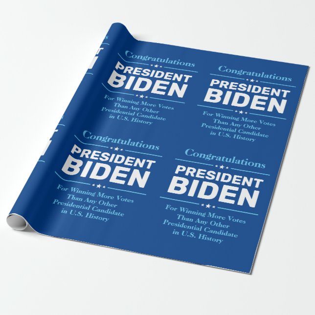 Papel De Regalo Felicitaciones presidente Biden, candidato más vot (Desenrollado)
