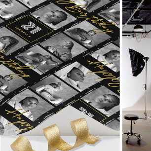 Papel De Regalo Feliciz cumpleaños Chic Tira de película negra dor