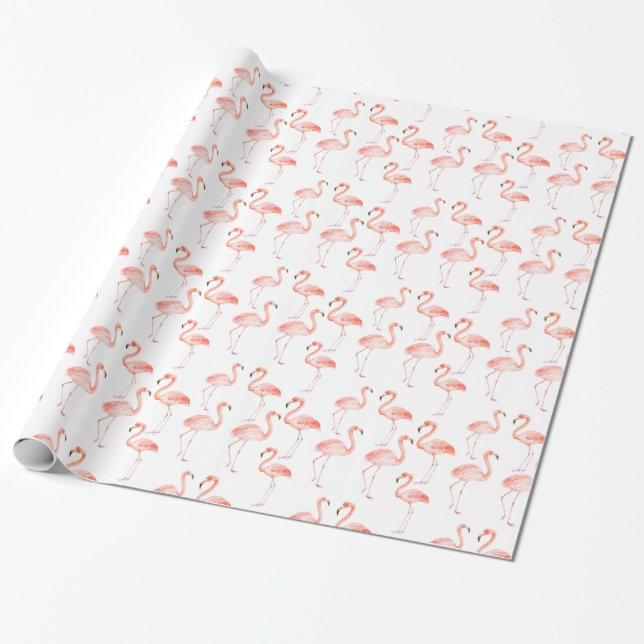Papel De Regalo Felinos flamencos rosados (Desenrollado)
