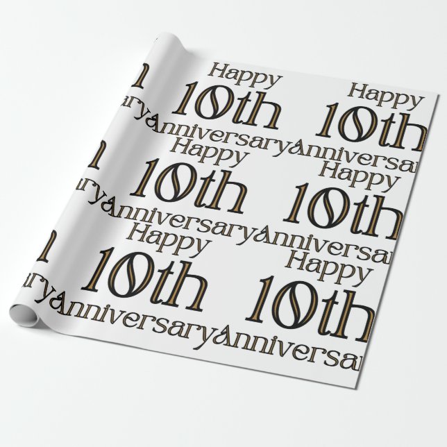 Papel De Regalo Feliz 10° Aniversario (Desenrollado)