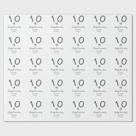 Papel De Regalo Feliz 10 aniversario fecha estrella metalizado gri