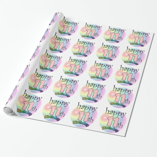 Papel De Regalo Feliz 11º cumpleaños (descanso) (Desenrollado)