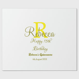 Papel De Regalo Feliz 15º cumpleaños Moder de adición de nombre am