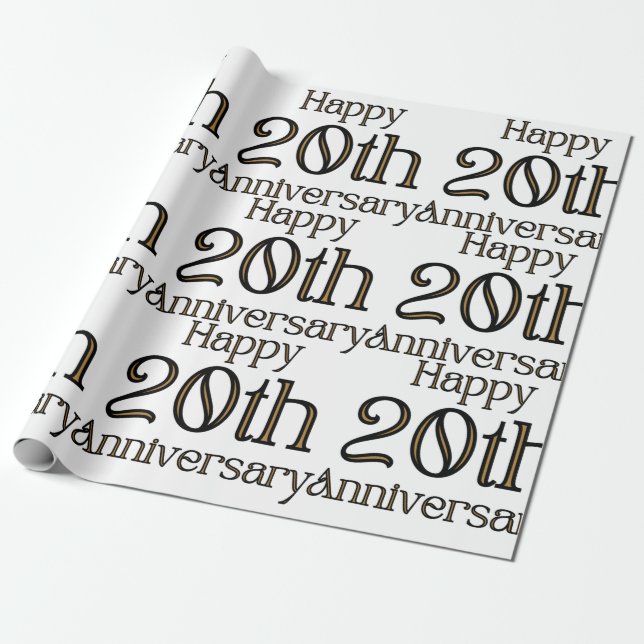 Papel De Regalo Feliz 20° Aniversario (Desenrollado)