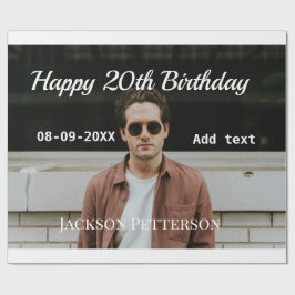 Papel De Regalo Feliz 20 cumpleaños foto simple añadir nombre fech