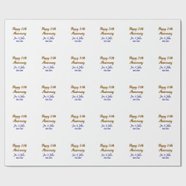 Papel De Regalo Feliz 30° aniversario de boda de oro azul real