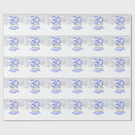 Papel De Regalo Feliz 30 aniversario de bodas brillo azul plateado