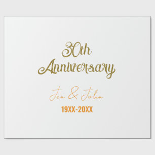 Papel De Regalo Feliz 30 aniversario de bodas vinta naranja dorada