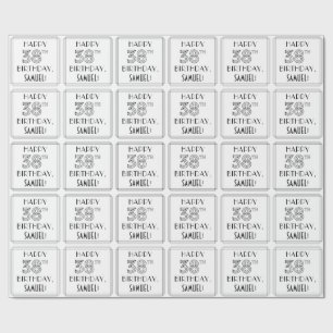 Papel De Regalo FELIZ 38º CUMPLEAÑOS; Estilo Art Deco; Nombre pers