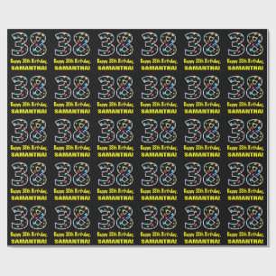 Papel De Regalo Feliz 38 cumpleaños, divertido patrón de estrellas