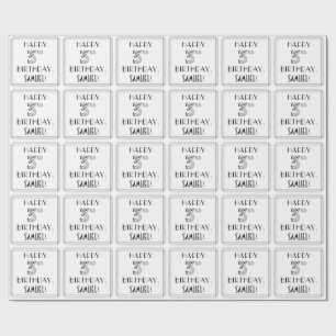 Papel De Regalo FELIZ 3° CUMPLEAÑOS; Estilo Art Deco; Nombre perso