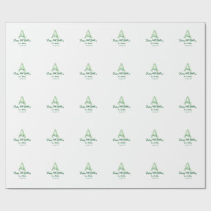 Papel De Regalo Feliz 40 cumpleaños verde añadir nombre monograma
