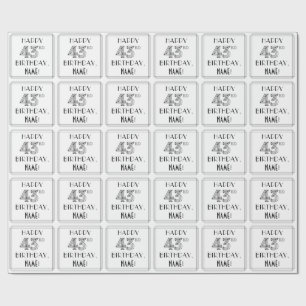 Papel De Regalo FELIZ 43º CUMPLEAÑOS; Estilo Art Deco; Nombre pers