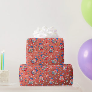 Papel De Regalo Feliz 4 de julio Me encanta el gnomo patriótico de