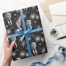 Papel De Regalo Feliz 4 de julio Presidente Trump Fuegos Artificia