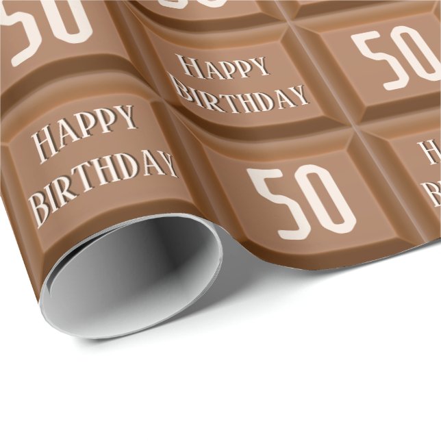 Papel De Regalo Feliz 50.º Bar de dulces de chocolate (Esquina del rollo)
