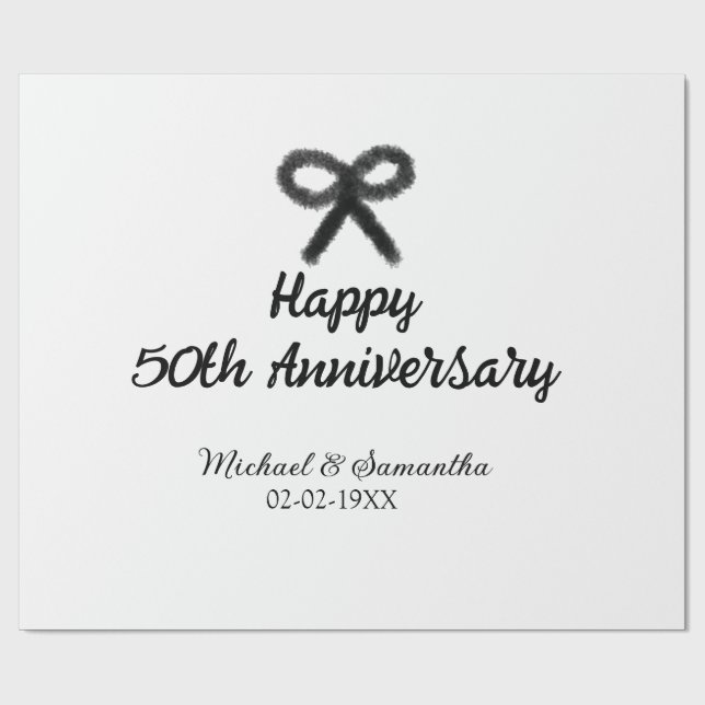 Papel De Regalo Feliz 50° aniversario agregar pareja fecha de matr (Superficie plana)