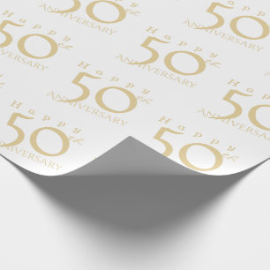 Papel De Regalo "Feliz 50 aniversario" mate oro rosado