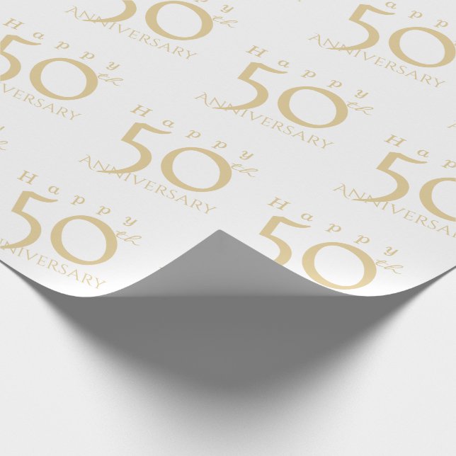 Papel De Regalo "Feliz 50 aniversario" mate oro rosado (Esquina)