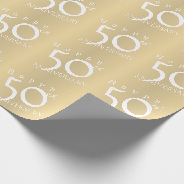 Papel De Regalo "Feliz 50 aniversario" Matte Gold Color (Esquina)