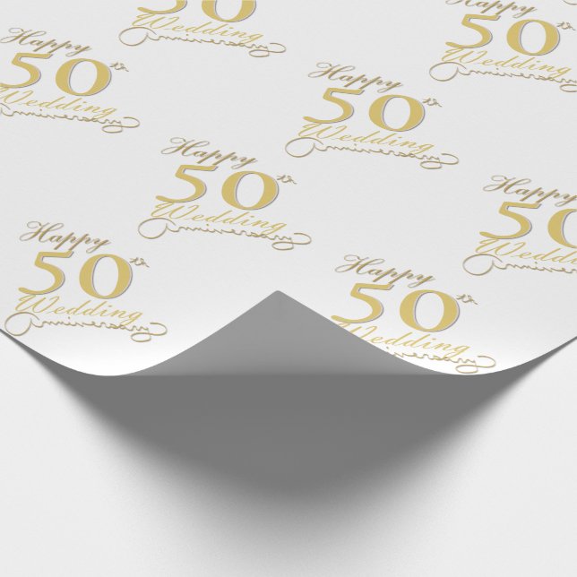 Papel De Regalo "Feliz 50 aniversario" Matte White (Esquina)