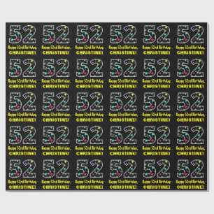 Papel De Regalo Feliz 52° cumpleaños, divertido patrón de estrella