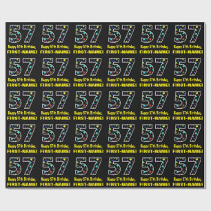 Papel De Regalo Feliz 57º cumpleaños, divertido patrón de estrella