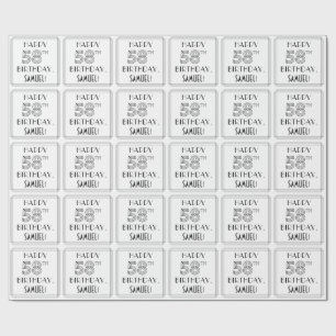 Papel De Regalo FELIZ 58º CUMPLEAÑOS; Estilo Art Deco; Nombre pers